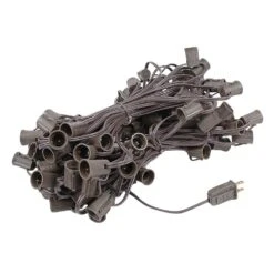 C9 100' String On Brown Wire, 100 Sockets -Hallmark Sales Store 0013762 c9 100 string on brown wire 100 sockets