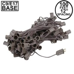 C9 100' String On Brown Wire, 100 Sockets