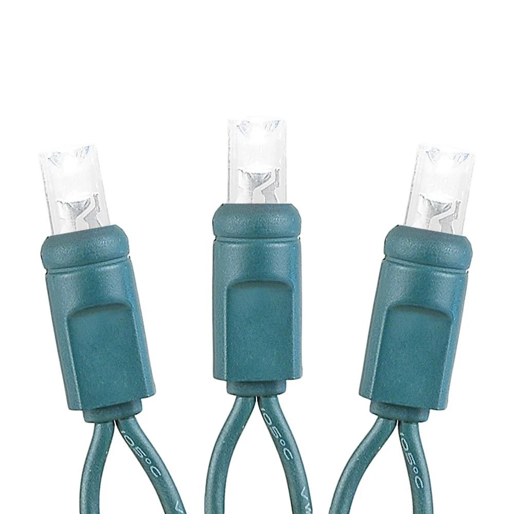 50 LED Pure White LED Christmas Lights 11' Long On Green Wire 5 50 LED Pure White LED Christmas Lights 11' Long On Green Wire - Image 3