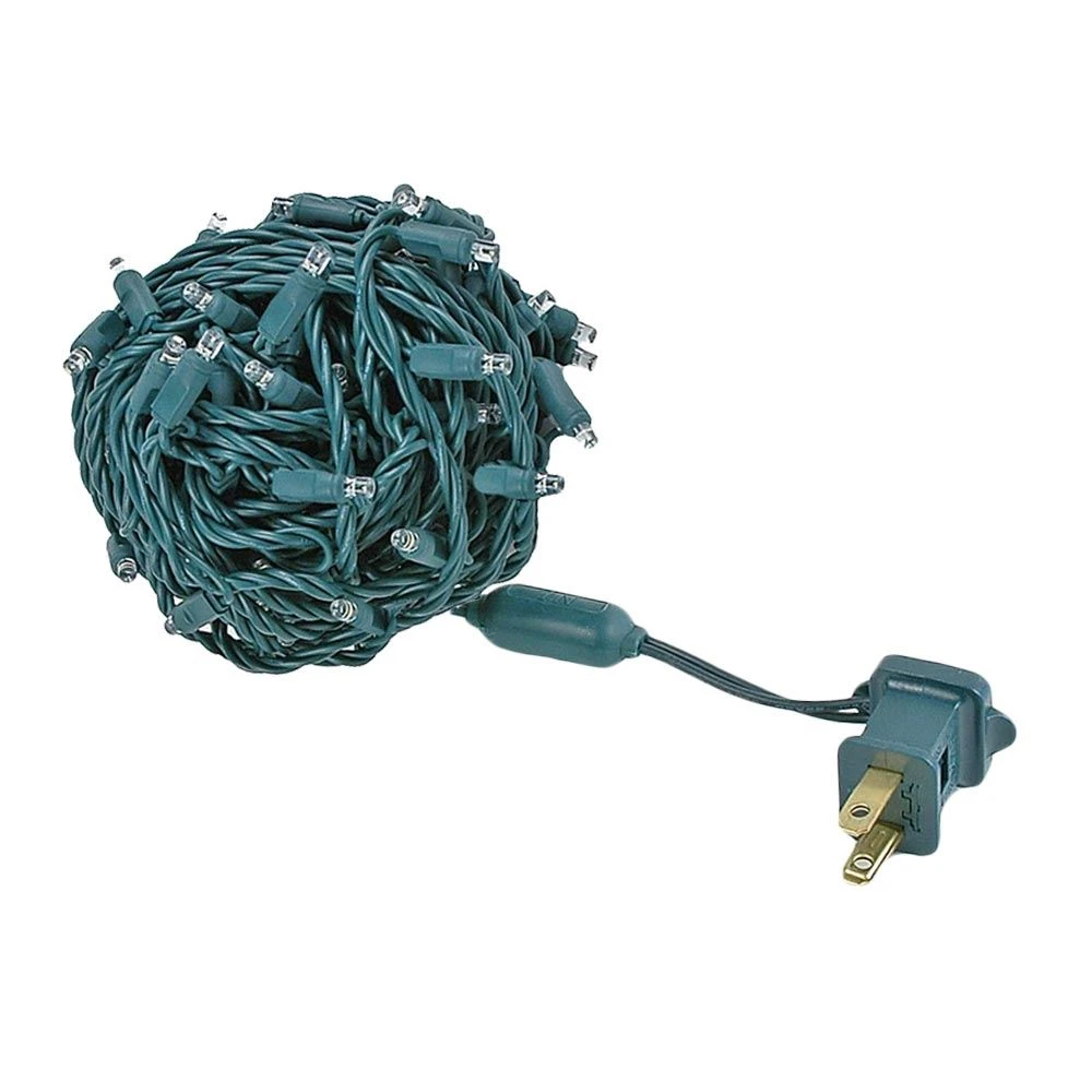 Commercial Grade Wide Angle 100 LED Warm White 50' Long On Green Wire 2 Commercial Grade Wide Angle 100 LED Warm White 50' Long On Green Wire - Image 2