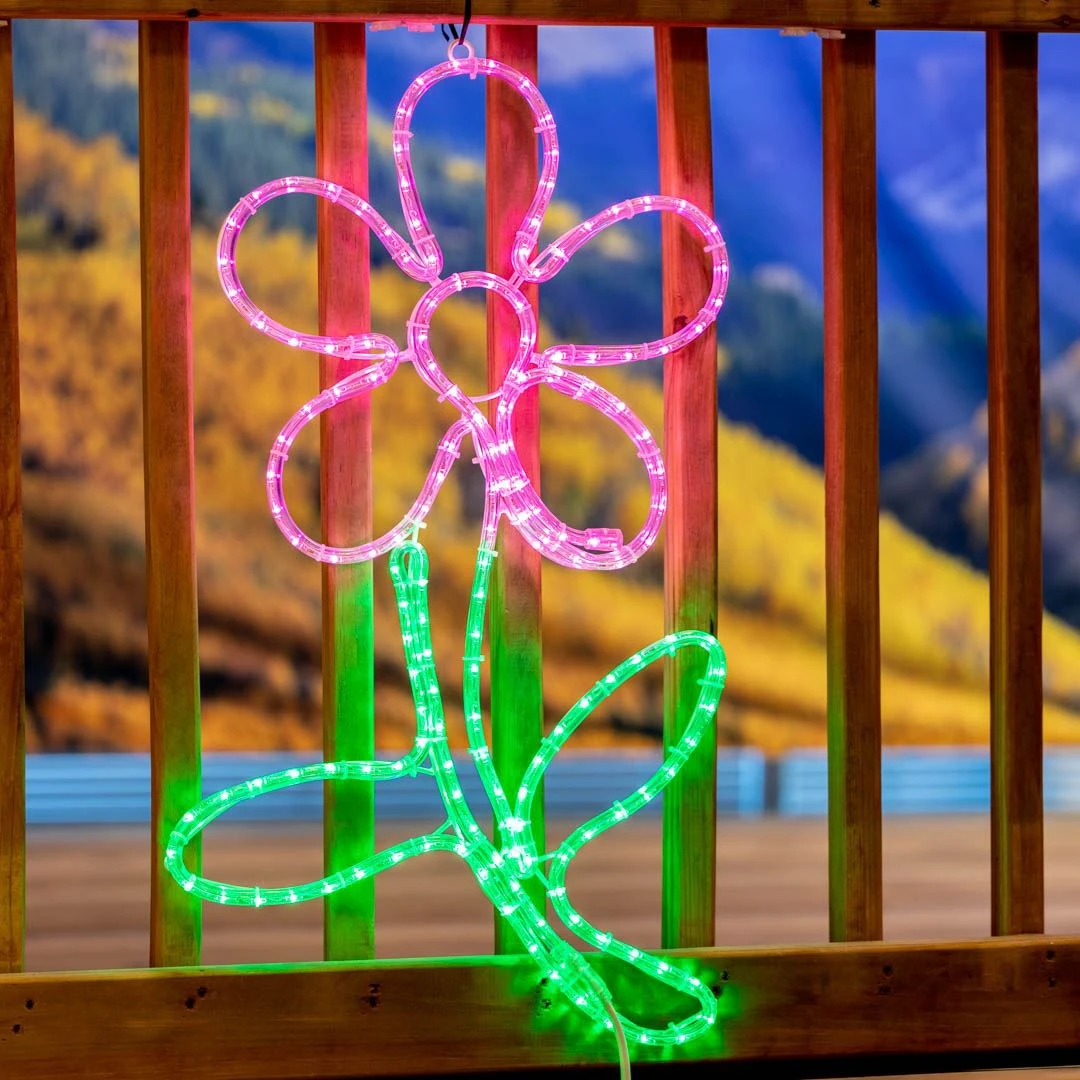 29" Pink Flower LED Rope Light Motif 4 29" Pink Flower LED Rope Light Motif - Image 3