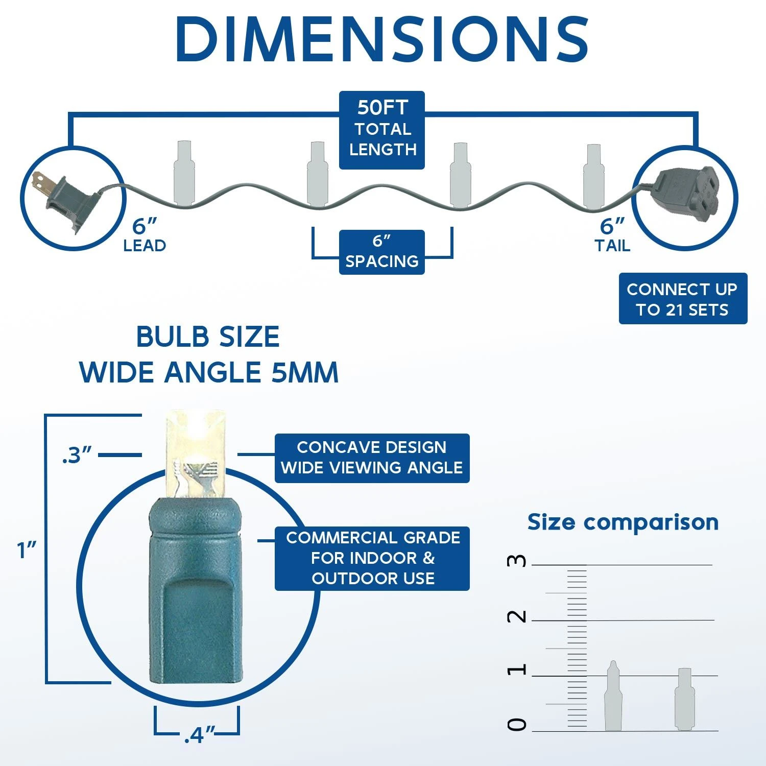 Commercial Grade Wide Angle 100 LED Warm White 50' Long On Green Wire 6 Commercial Grade Wide Angle 100 LED Warm White 50' Long On Green Wire - Image 6