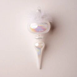 Front Page 18 8" White Iridescent Feathered Finial Set Of 6