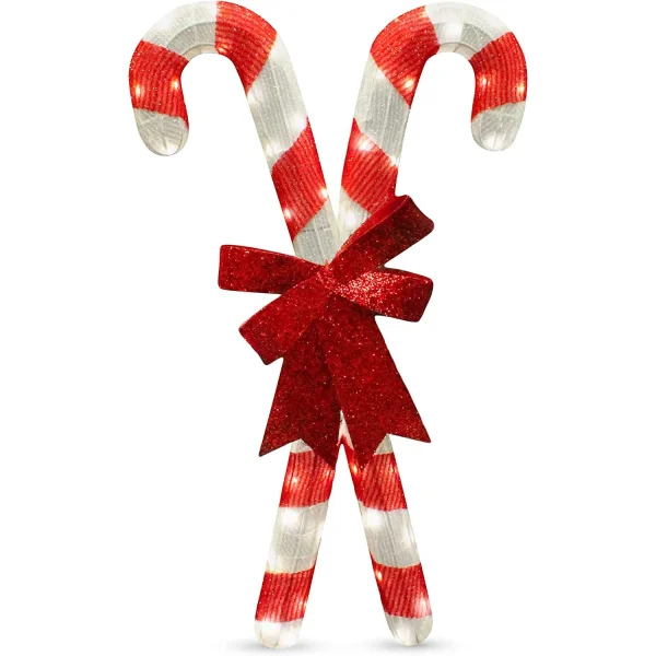 2.8ft Tinsel Candy Canes Christmas LED Yard Light 3 2.8ft Tinsel Candy Canes Christmas LED Yard Light