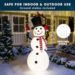 6ft 240 LED Warm White Collapsible Snowman -Hallmark Sales Store 240 Count LED Warm White Collapsible Snowman 6ft 5 600x600 1