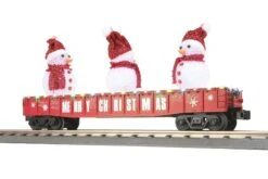 MTH 30-72228 O Gondola Car W/LED Christmas Lights & Lighted Snowmen - Christmas (Red) No. 1225
