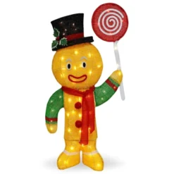 50-Count LED Warm White Tinsel Christmas Gingerbread Man -Hallmark Sales Store 3ft Tinsel Gingerbread Man Christmas Yard Light 3 600x600 1