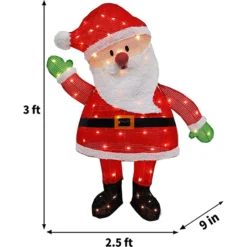 3ft 70 LED Tinsel Santa Yard Decoration Lighted -Hallmark Sales Store 3ft Tinsel Santa Christmas Yard Light
