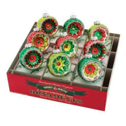 Christopher Radko Shiny Brite Holiday Splendor 9 Count 2.5" Reflector Rounds Vintage Inspired Ornaments4027713