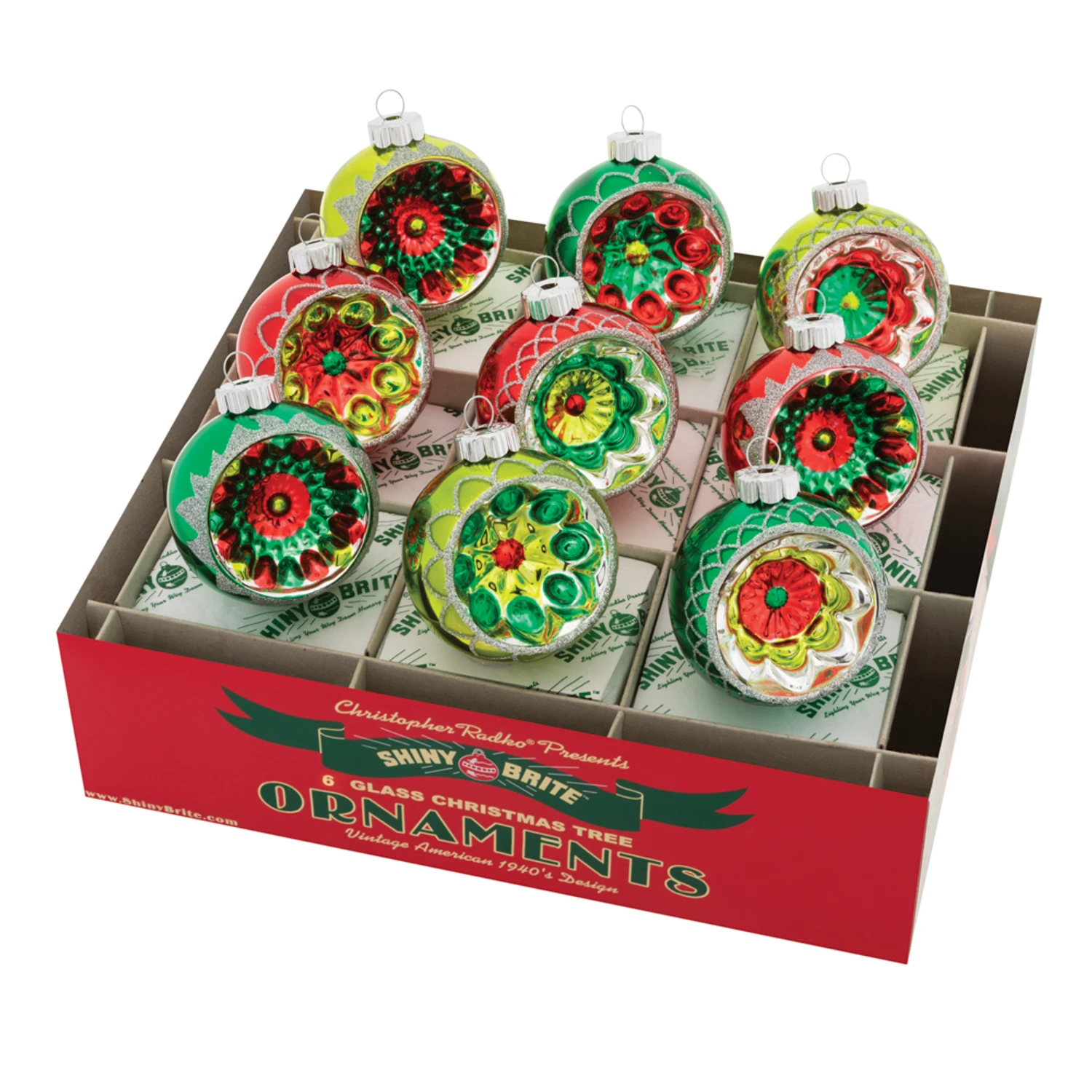 Christopher Radko Shiny Brite Holiday Splendor 9 Count 2.5" Reflector Rounds Vintage Inspired Ornaments4027713 3 Christopher Radko Shiny Brite Holiday Splendor 9 Count 2.5" Reflector Rounds Vintage Inspired Ornaments4027713