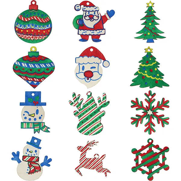 48pcs Wooden Christmas Ornaments Craft Kit 6 48pcs Wooden Christmas Ornaments Craft Kit - Image 4