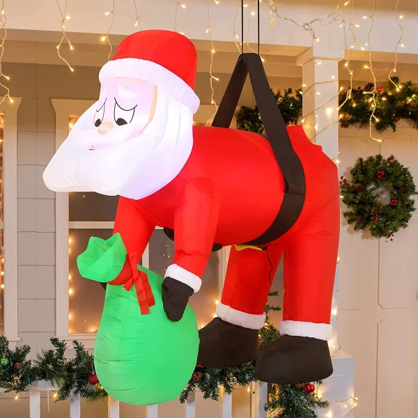 4ft Long LED Inflatable Santa Hung On A Tree 3 4ft Long LED Inflatable Santa Hung On A Tree
