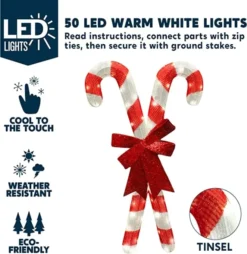 2.8ft Tinsel Candy Canes Christmas LED Yard Light 11 2.8ft Tinsel Candy Canes Christmas LED Yard Light -Hallmark Sales Store 50 LED Tinsel Candy Cane Christmas Lights 2 3 1 600x616 1