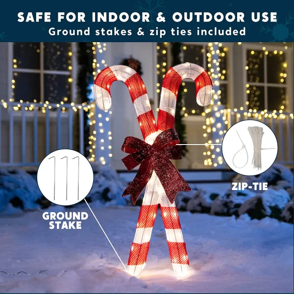 2.8ft Tinsel Candy Canes Christmas LED Yard Light 4 2.8ft Tinsel Candy Canes Christmas LED Yard Light - Image 2