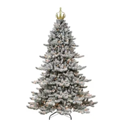 Puleo International Pre-Lit 7.5' Royal Majestic Spruce Artificial Christmas Tree With 700 Lights With Gold Crown Treetop