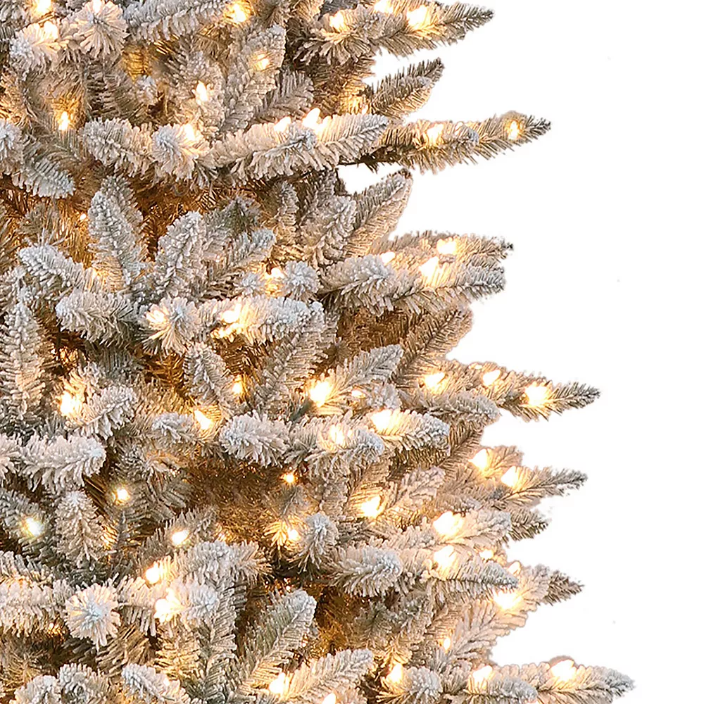 Puleo International 9' Pre-Lit Slim Flocked Fraser Fir Artificial Christmas Tree With 800 UL-Listed Clear Incandescent Lights 5 Puleo International 9' Pre-Lit Slim Flocked Fraser Fir Artificial Christmas Tree With 800 UL-Listed Clear Incandescent Lights - Image 3