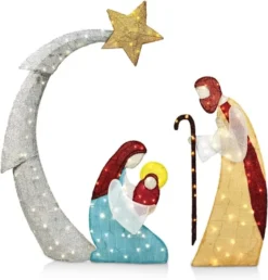 5ft 140 LED Tinsel Nativity Scene Warm White Yard Light 10 5ft 140 LED Tinsel Nativity Scene Warm White Yard Light -Hallmark Sales Store 5ft Tinsel Nativity Scene 140 LED Warm White Yard Light 5 600x627 1