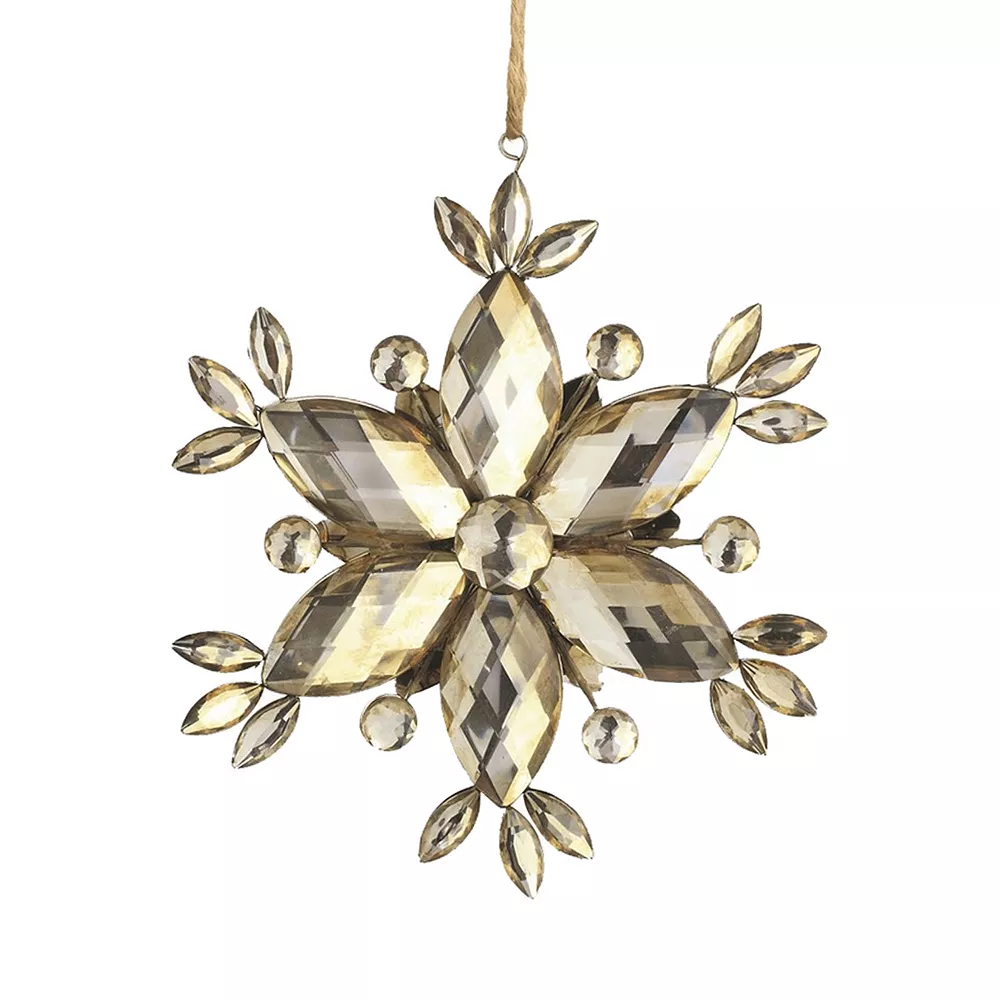 6" Gold And Silver Vintage Rustic Faceted Jewel Snowflake Christmas Ornament 3 6" Gold And Silver Vintage Rustic Faceted Jewel Snowflake Christmas Ornament