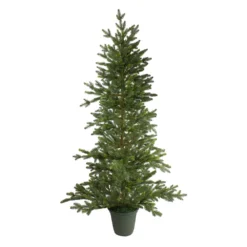 Christmas Central 6' Noble Pine Slim Artificial Christmas Tree In Terracotta Pot - Unlit