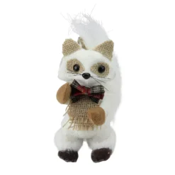 Christmas Central 7" White And Beige Mini Standing Winter Fox Christmas Ornament
