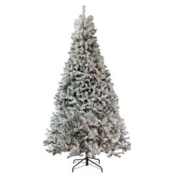 Christmas Central 12' Pre-Lit Heavily Flocked Pine Medium Artificial Christmas Tree - Clear Lights