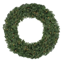 Christmas Central Lighted Commercial Size Canadian Pine Christmas Wreath - 10ft Clear Lights