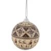 Christmas Central 14-Piece Brown Nordic Print Decoupage Christmas Ball Ornament Set 2.25" (60mm)