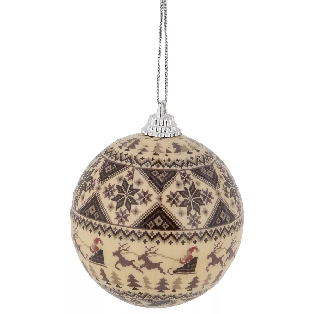 Christmas Central 14-Piece Brown Nordic Print Decoupage Christmas Ball Ornament Set 2.25" (60mm) 3 Christmas Central 14-Piece Brown Nordic Print Decoupage Christmas Ball Ornament Set 2.25" (60mm)