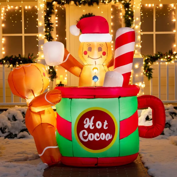 6ft Inflatable Gingerbread Man In Hot Cocoa Mug 3 6ft Inflatable Gingerbread Man In Hot Cocoa Mug
