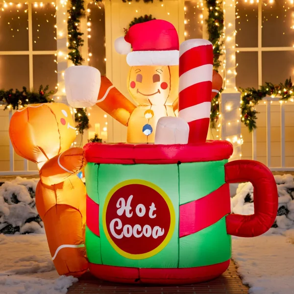 6ft Inflatable Gingerbread Man In Hot Cocoa Mug 6 6ft Inflatable Gingerbread Man In Hot Cocoa Mug - Image 4