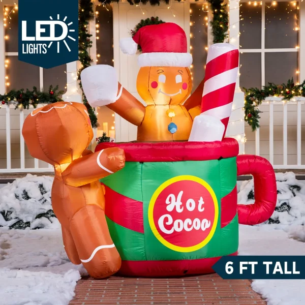 6ft Inflatable Gingerbread Man In Hot Cocoa Mug 4 6ft Inflatable Gingerbread Man In Hot Cocoa Mug - Image 2