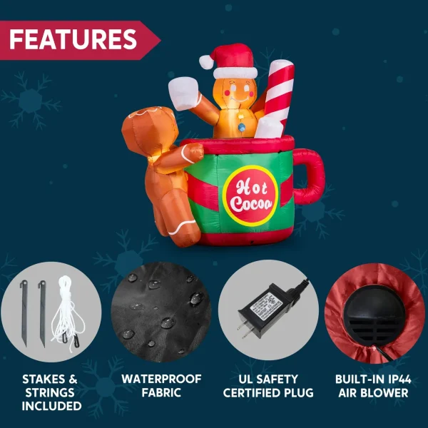 6ft Inflatable Gingerbread Man In Hot Cocoa Mug 8 6ft Inflatable Gingerbread Man In Hot Cocoa Mug - Image 6