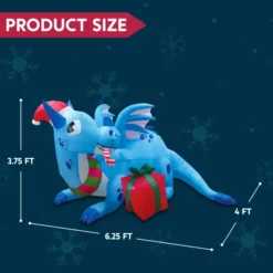 6ft LED Blue Christmas Inflatable Dragon Guarding Gift 12 6ft LED Blue Christmas Inflatable Dragon Guarding Gift -Hallmark Sales Store 6ft Inflatable LED Christmas Dragon Guarding Gift 3 600x600 1