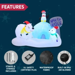 6ft Inflatable LED North Pole With Polar Bears -Hallmark Sales Store 6ft Inflatable LED North Pole with Polar Bears 6 600x600 1