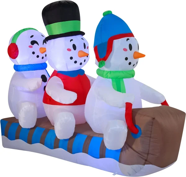 6ft Inflatable LED Snowmen On A Sleigh Ride 4 6ft Inflatable LED Snowmen On A Sleigh Ride - Image 2