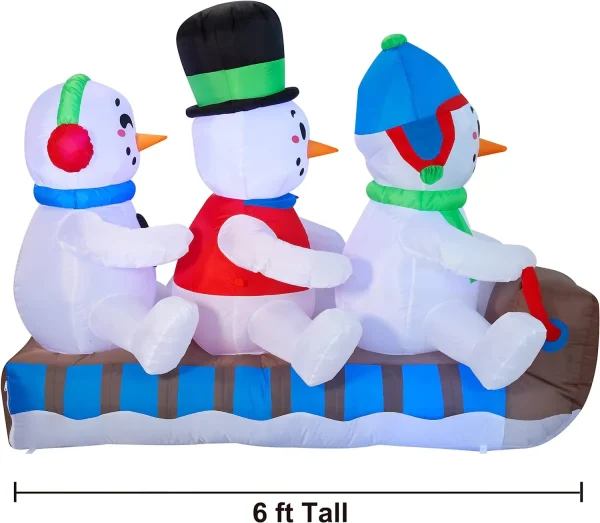 6ft Inflatable LED Snowmen On A Sleigh Ride 5 6ft Inflatable LED Snowmen On A Sleigh Ride - Image 3