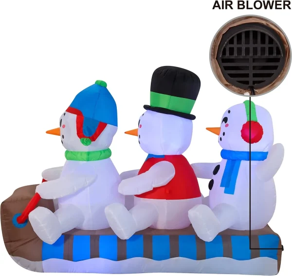 6ft Inflatable LED Snowmen On A Sleigh Ride 6 6ft Inflatable LED Snowmen On A Sleigh Ride - Image 4