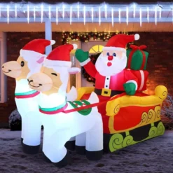 6ft LED Santa Claus On Llama Sleigh Inflatable