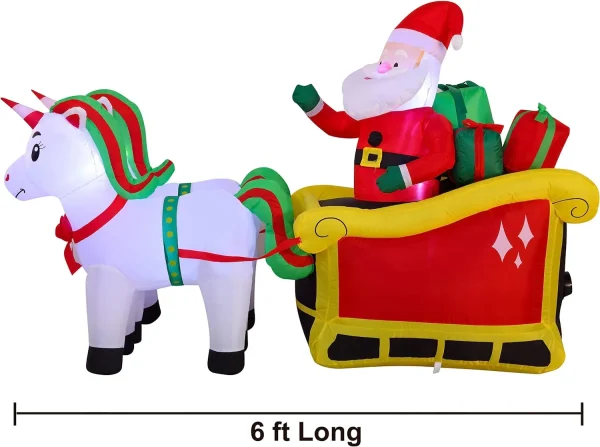 6ft Long LED Inflatable Unicorn Pulling Sleigh 5 6ft Long LED Inflatable Unicorn Pulling Sleigh - Image 3