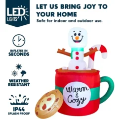 6ft LED Christmas Inflatable Snowman In Mug With Cookie -Hallmark Sales Store 6ft Tall LED Christmas Inflatable Snowman 1 600x583 1