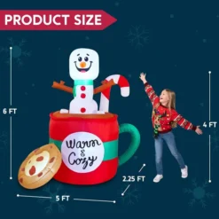 6ft LED Christmas Inflatable Snowman In Mug With Cookie -Hallmark Sales Store 6ft Tall LED Christmas Inflatable Snowman 3 600x600 1