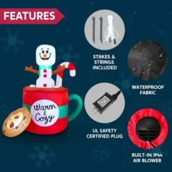 6ft LED Christmas Inflatable Snowman In Mug With Cookie -Hallmark Sales Store 6ft Tall LED Christmas Inflatable Snowman 6 600x600 1