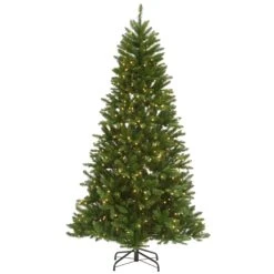 National Tree Company Pre-Lit Artificial Christmas Tree, Peyton Spruce, Green, White Lights, Includes Stand, 7.5 Feet