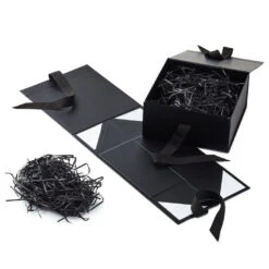 Hallmark 8" Square Black Gift Boxes With Paper Shred, 2-Pack -Hallmark Sales Store Black Large Gift Boxes With Paper Shred 5EBC1856 04