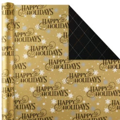 Hallmark Black And Gold 4-Pack Reversible Holiday Wrapping Paper Assortment, 150 Sq. Ft. -Hallmark Sales Store Black and Gold Reversible Wrapping Paper Assortment 5JXW1737 03