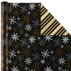 Hallmark Black And Gold 4-Pack Reversible Holiday Wrapping Paper Assortment, 150 Sq. Ft. -Hallmark Sales Store Black and Gold Reversible Wrapping Paper Assortment 5JXW1737 06