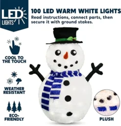 3ft 100 LED Collapsible Snowman Yard Decoration Lighted 10 3ft 100 LED Collapsible Snowman Yard Decoration Lighted -Hallmark Sales Store Collapsible Snowman LED Yard Light 3ft 2 600x630 1
