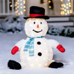 Collapsible LED Light Up Snowman Decoration 30in