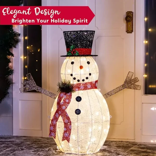 3ft Cotton Snowman LED Yard Light 6 3ft Cotton Snowman LED Yard Light - Image 4