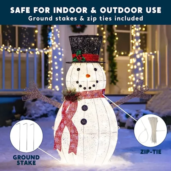3ft Cotton Snowman LED Yard Light 5 3ft Cotton Snowman LED Yard Light - Image 3